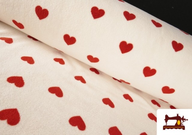 Tela de Coralina Polar Suave Al Tacto Estampado Corazones Rojos