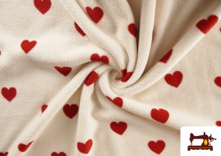 Comprar online Tela de Coralina Polar Suave Al Tacto Estampado Corazones Rojos Comprar online Tela de Coralina Polar Suave Al Tacto Estampado Corazones Rojos