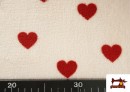 Venta online de Tela de Coralina Polar Suave Al Tacto Estampado Corazones Rojos