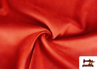 Tela de Terciopelo Antelina de Punto de Colores Para Vestuario color Rojo