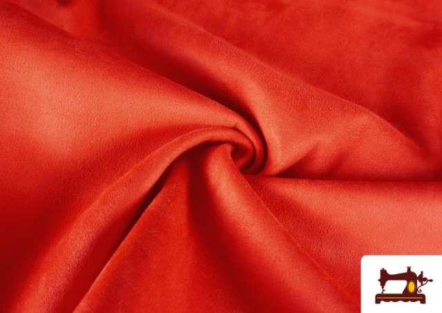 Comprar Tela de Terciopelo Antelina de Punto de Colores Para Vestuario color Rojo
