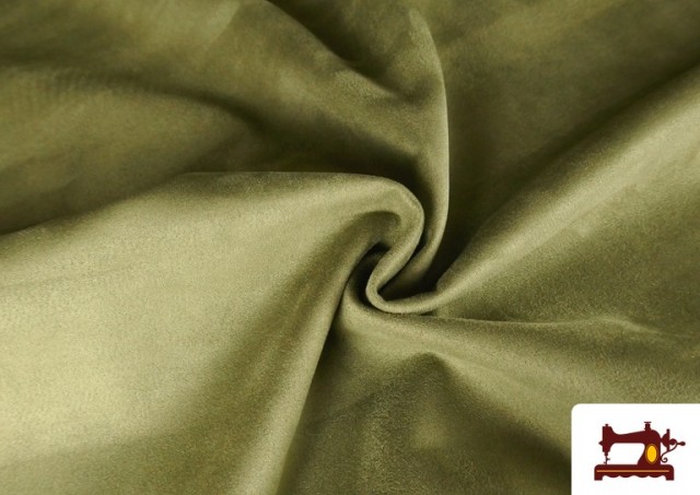 Comprar online Tela de Terciopelo Antelina de Punto de Colores Para Vestuario color Caqui