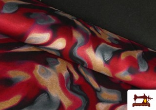 Tela de Punto Roma Estampado Aguas de Colores color Granate