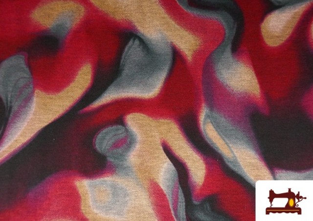 Comprar Tela de Punto Roma Estampado Aguas de Colores color Granate