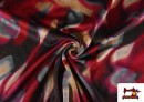 Comprar online Tela de Punto Roma Estampado Aguas de Colores color Granate