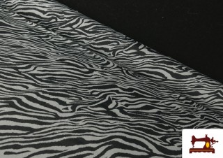 Venta de Tela de Viscosa Estampado Cebra Animal Print color Gris