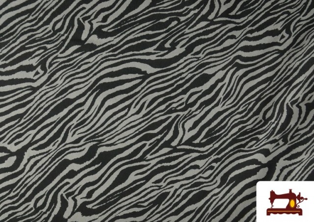 Venta online de Tela de Viscosa Estampado Cebra Animal Print color Gris