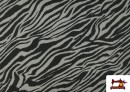 Tela de Viscosa Estampado Cebra Animal Print color Gris