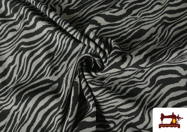 Tela de Viscosa Estampado Cebra Animal Print color Gris