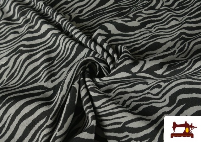 Comprar Tela de Viscosa Estampado Cebra Animal Print color Gris