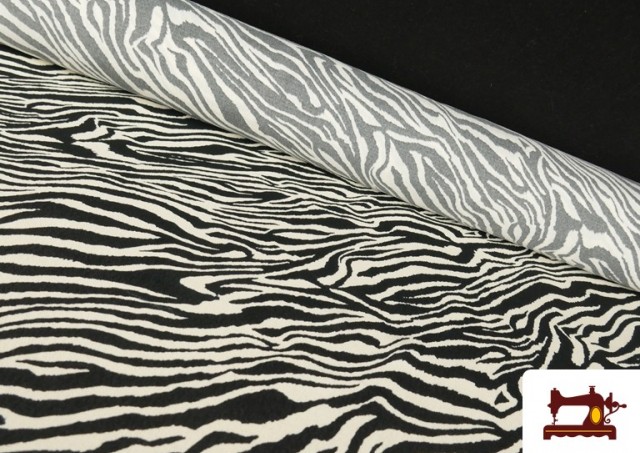 Tela de Viscosa Estampado Cebra Animal Print color Blanco