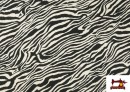 Venta de Tela de Viscosa Estampado Cebra Animal Print color Blanco