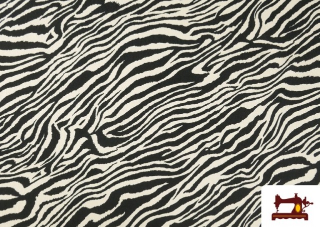 Venta de Tela de Viscosa Estampado Cebra Animal Print color Blanco