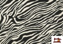 Comprar online Tela de Viscosa Estampado Cebra Animal Print color Blanco
