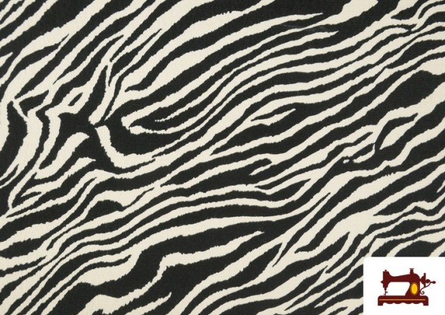 Comprar online Tela de Viscosa Estampado Cebra Animal Print color Blanco