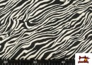 Venta online de Tela de Viscosa Estampado Cebra Animal Print color Blanco