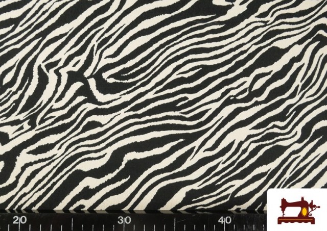 Venta online de Tela de Viscosa Estampado Cebra Animal Print color Blanco