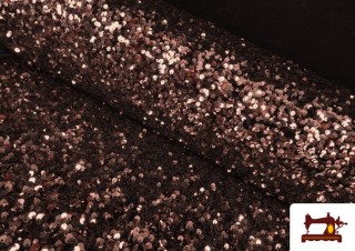 Tela de Punto Martelé Con Lentejuelas Rosa Palo