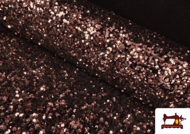 Tela de Punto Martelé Con Lentejuelas Rosa Palo