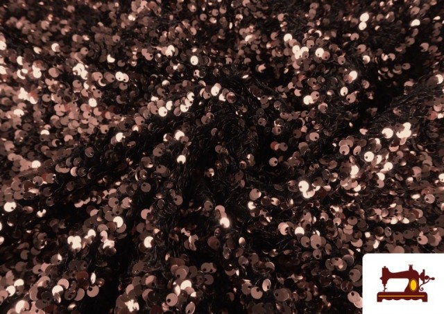 Tela de Punto Martelé Con Lentejuelas Rosa Palo