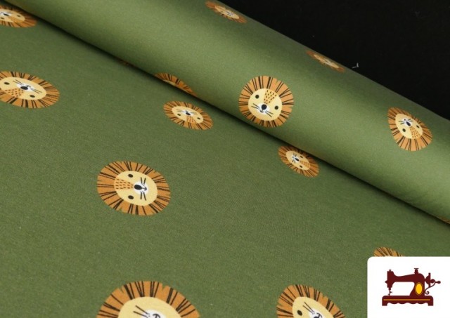 Tela de Sudadera French Terry Estampado Leones