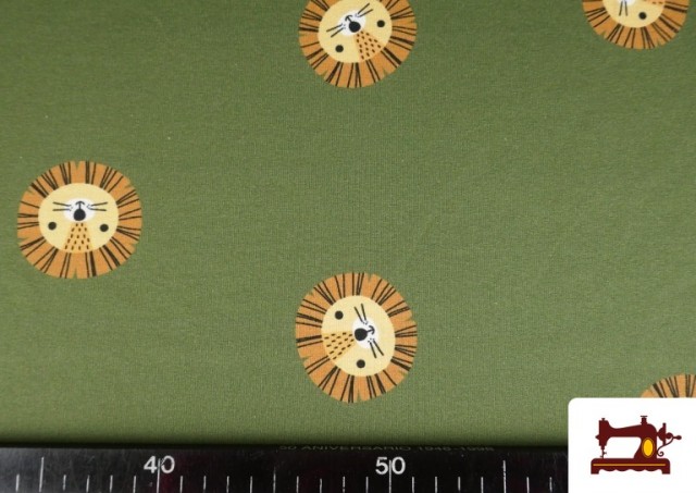 Venta online de Tela de Sudadera French Terry Estampado Leones