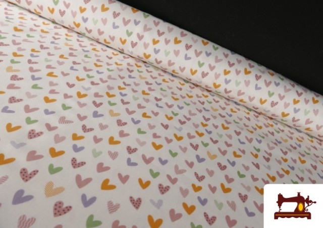 Tela de Algodón Corazones Multicolor Infantil