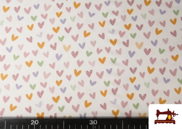 Comprar online Tela de Algodón Corazones Multicolor Infantil