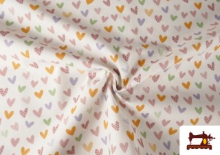 Venta online de Tela de Algodón Corazones Multicolor Infantil