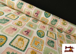 Comprar Tela de Algodón Dibujos Sellos de Gatos Divertidos Infantil