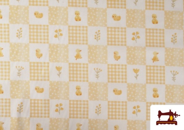 Comprar Tela de Algodón Dibujos Patitos Amarillo Infantil Bebés