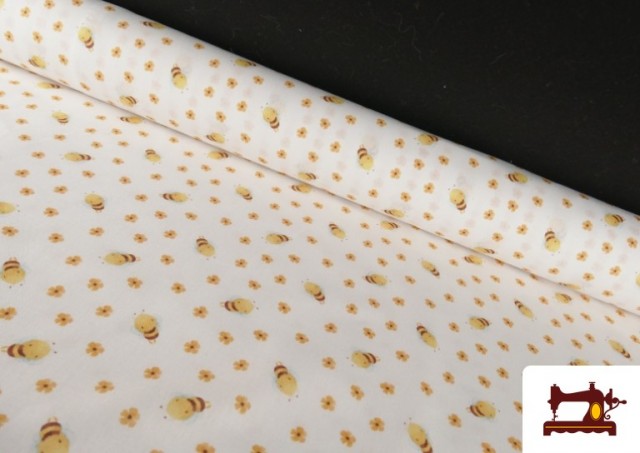 Comprar Tela de Algodón Dibujos Infantil Estampado Abejitas y Flores