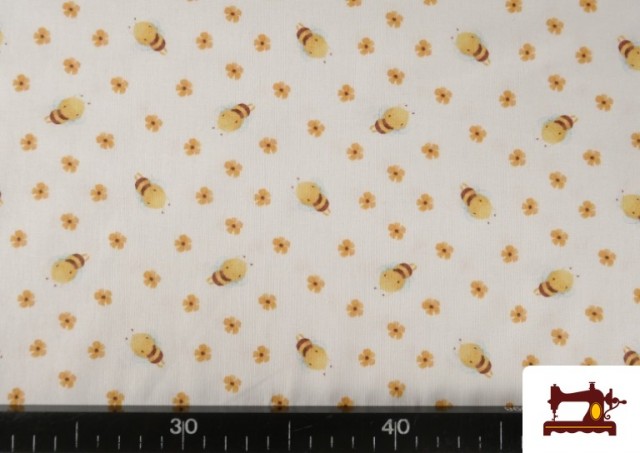 Comprar online Tela de Algodón Dibujos Infantil Estampado Abejitas y Flores