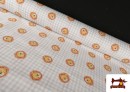Tela de Algodón Vichy Gris Con Dibujos de Leones Infantil