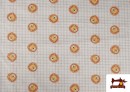 Comprar Tela de Algodón Vichy Gris Con Dibujos de Leones Infantil