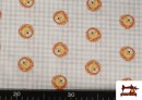 Comprar online Tela de Algodón Vichy Gris Con Dibujos de Leones Infantil