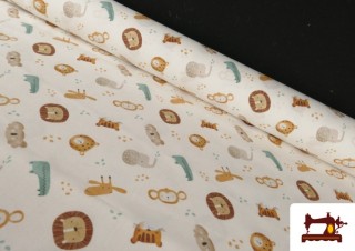Tela de Algodón Dibujos Infantil Animales Divertidos