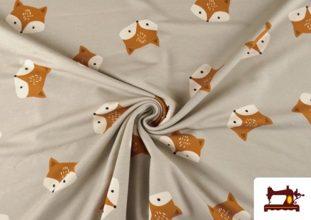 Venta online de Tela de Sudadera French Terry Estampado Zorros Infantil