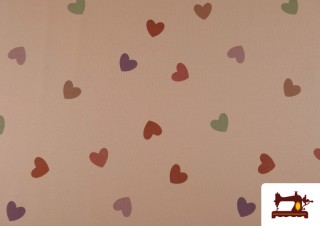 Tela de Sudadera French Terry Estampado Corazones