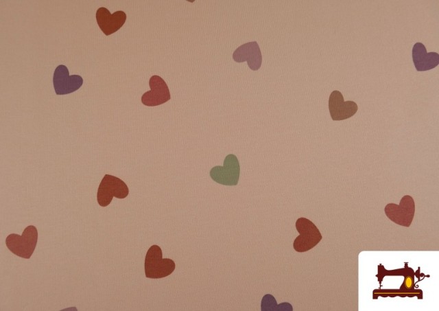 Venta de Tela de Sudadera French Terry Estampado Corazones