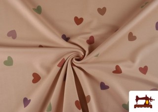 Comprar online Tela de Sudadera French Terry Estampado Corazones