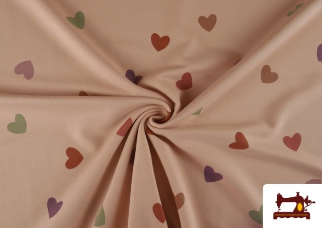 Comprar online Tela de Sudadera French Terry Estampado Corazones