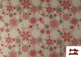 Tela de Loneta Copos de Nieve Ancho 140 cm