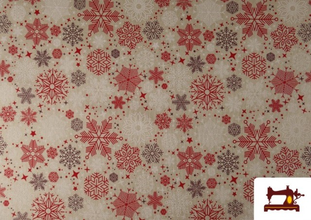 Tela de Loneta Copos de Nieve Ancho 140 cm