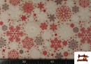 Comprar online Tela de Loneta Copos de Nieve Ancho 140 cm