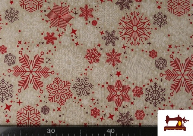 Comprar online Tela de Loneta Copos de Nieve Ancho 140 cm