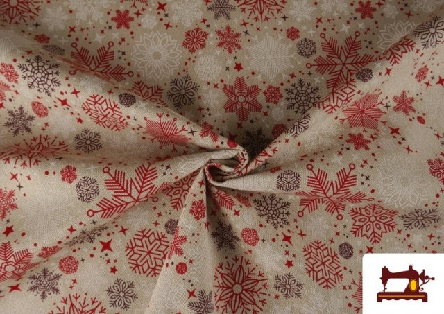 Venta online de Tela de Loneta Copos de Nieve Ancho 140 cm