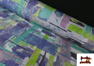 Comprar online Tela de Loneta Estampado Pintura Abstracta Irregular color Azul