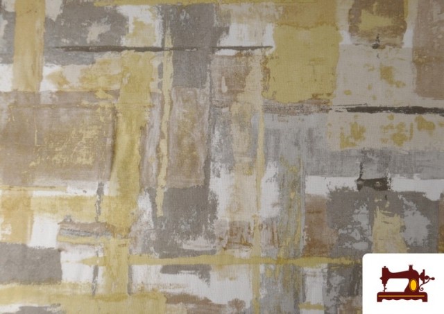 Comprar online Tela de Loneta Estampado Pintura Abstracta Irregular color Beige