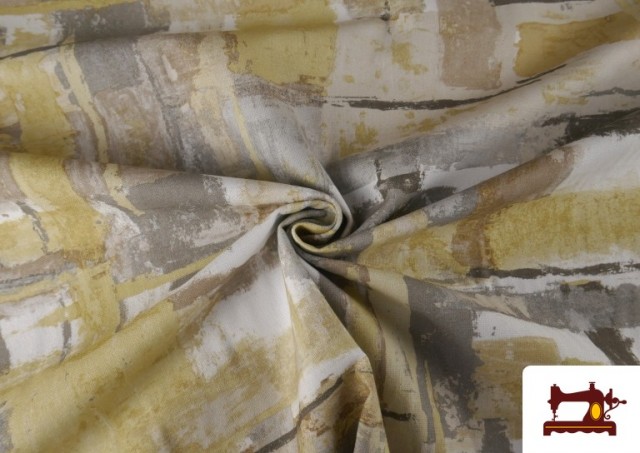 Comprar Tela de Loneta Estampado Pintura Abstracta Irregular color Beige
